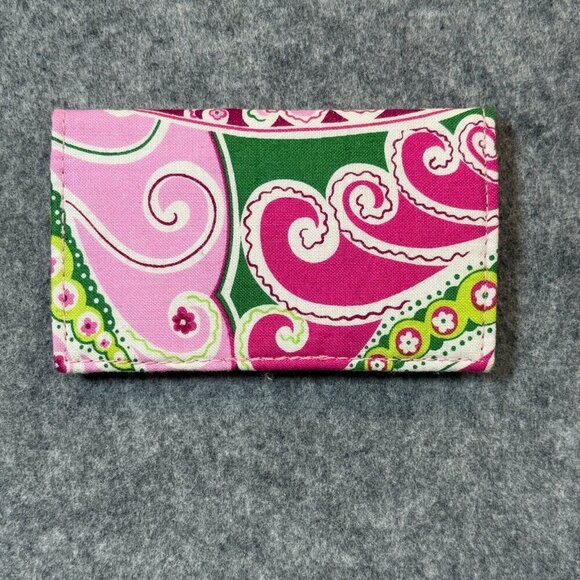 Vera Bradley Pinwheel Pink Card Holder Bifold Wallet Women's Fabric Purse Floral - Picture 4 of 5